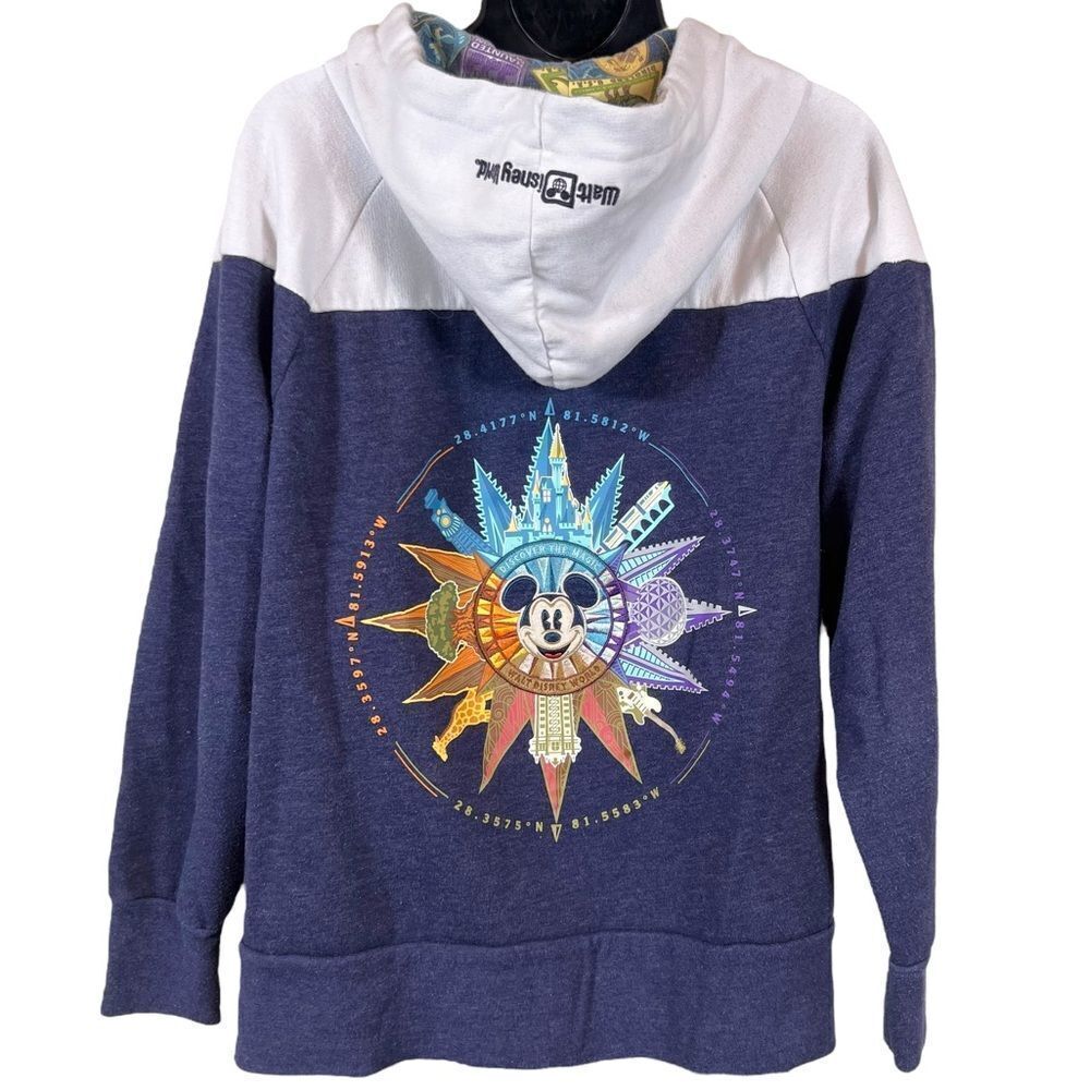 Disney Parks Compass Mickey Mouse Full Zip Hoodie Sweatshirt